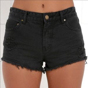 Billabong black ripped distressed jean shorts